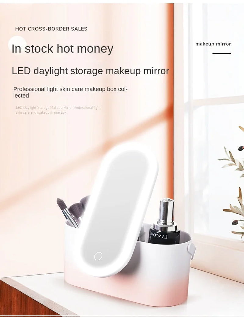 Illuminate Your Beauty: The Ultimate Rechargeable LED Makeup Mirror with Storage Box – A Portable, Folding, and Rotating Vanity Essential for Women