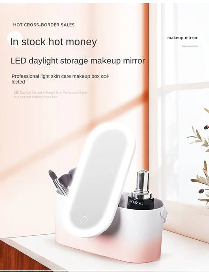 Illuminate Your Beauty: The Ultimate Rechargeable LED Makeup Mirror with Storage Box – A Portable, Folding, and Rotating Vanity Essential for Women