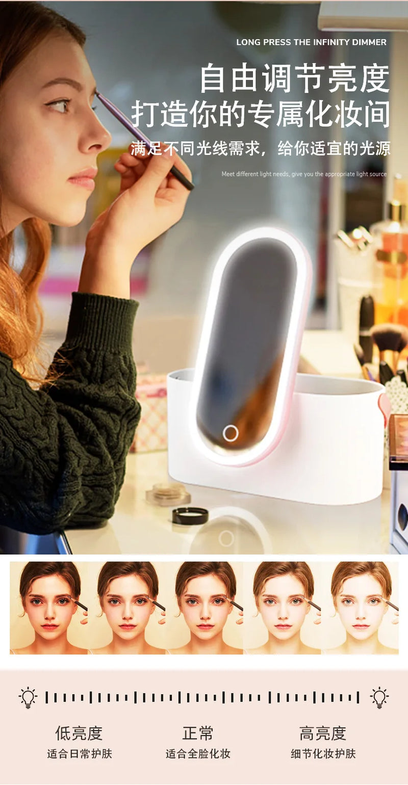 Illuminate Your Beauty: The Ultimate Rechargeable LED Makeup Mirror with Storage Box – A Portable, Folding, and Rotating Vanity Essential for Women