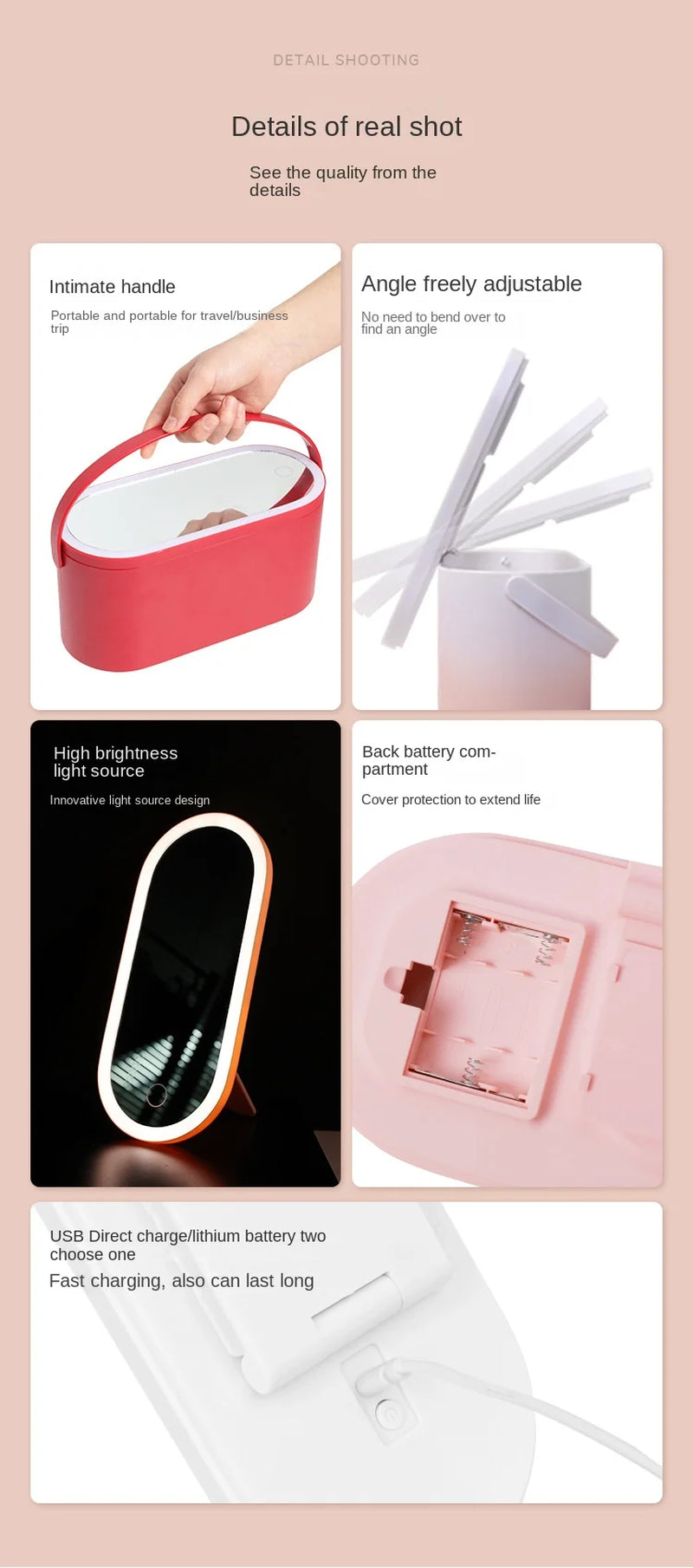Illuminate Your Beauty: The Ultimate Rechargeable LED Makeup Mirror with Storage Box – A Portable, Folding, and Rotating Vanity Essential for Women