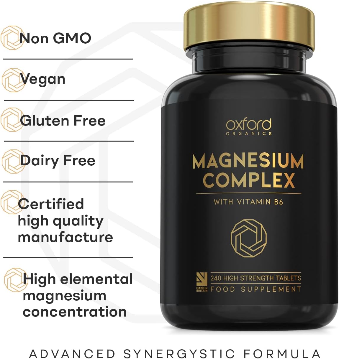 Advanced Magnesium Complex with Vitamin B6 | Made in the UK | Magnesium Supplements for Restless Leg Syndrome Relief, Leg Cramps & Sleep | Mag Citrate, Oxide & VIT B6 | 240 Capsules