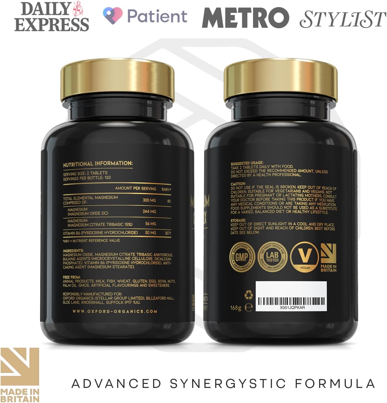 Advanced Magnesium Complex with Vitamin B6 | Made in the UK | Magnesium Supplements for Restless Leg Syndrome Relief, Leg Cramps & Sleep | Mag Citrate, Oxide & VIT B6 | 240 Capsules