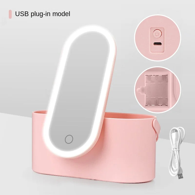 Illuminate Your Beauty: The Ultimate Rechargeable LED Makeup Mirror with Storage Box – A Portable, Folding, and Rotating Vanity Essential for Women