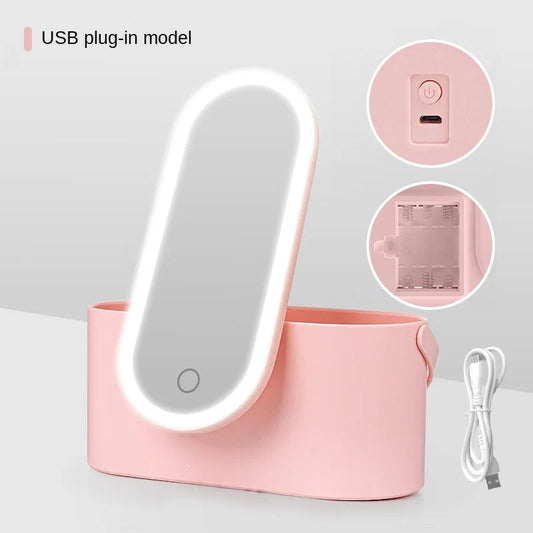 Illuminate Your Beauty: The Ultimate Rechargeable LED Makeup Mirror with Storage Box – A Portable, Folding, and Rotating Vanity Essential for Women